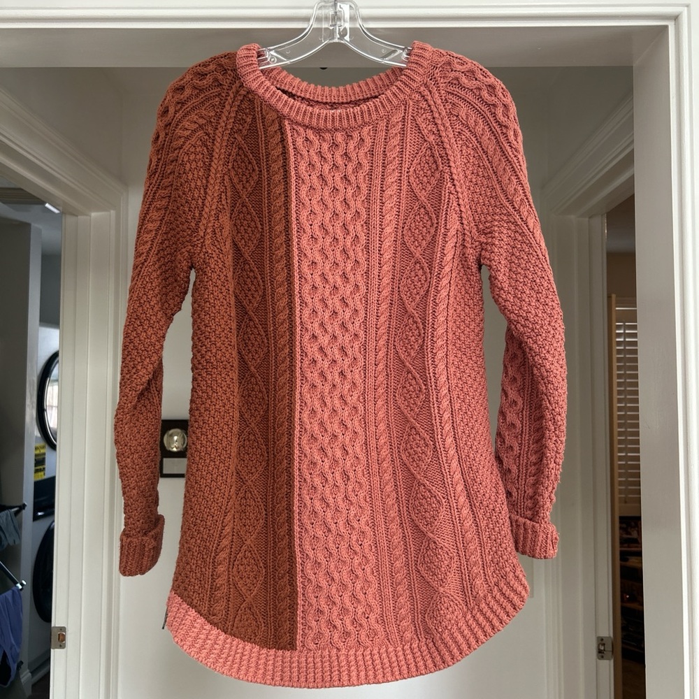 L.L. Bean Women's Cable Knit Sweater in Rust
